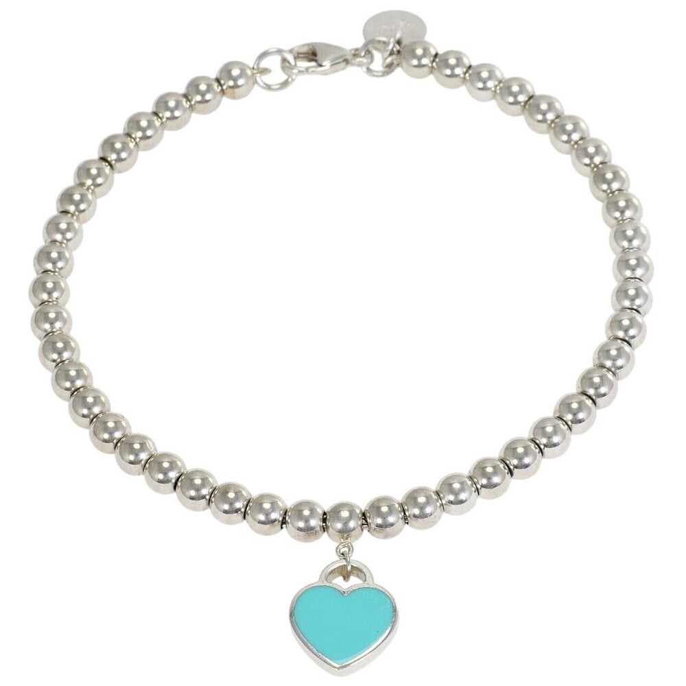 TIFFANY & CO. Silver Diamond Heart Charm Bracelet